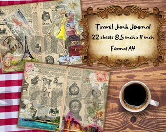 Travel Junk Journal Kit, Printable Junk Journal Kit, Travel Journal Kit, Travel Journal, Junk Journal Ephemera, Voyage, clip art, graphique