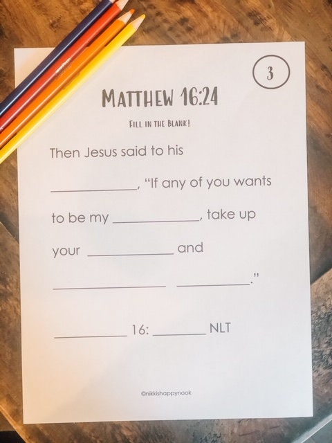 Matthew 16:24 Scaffolded Fill in the Blank Activity - Hands-on Bible ...