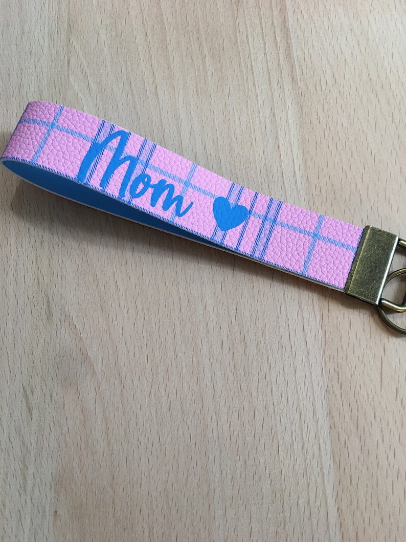 Faux leather Mom wristlet keychain-perfect for Mother\u2019s Day!