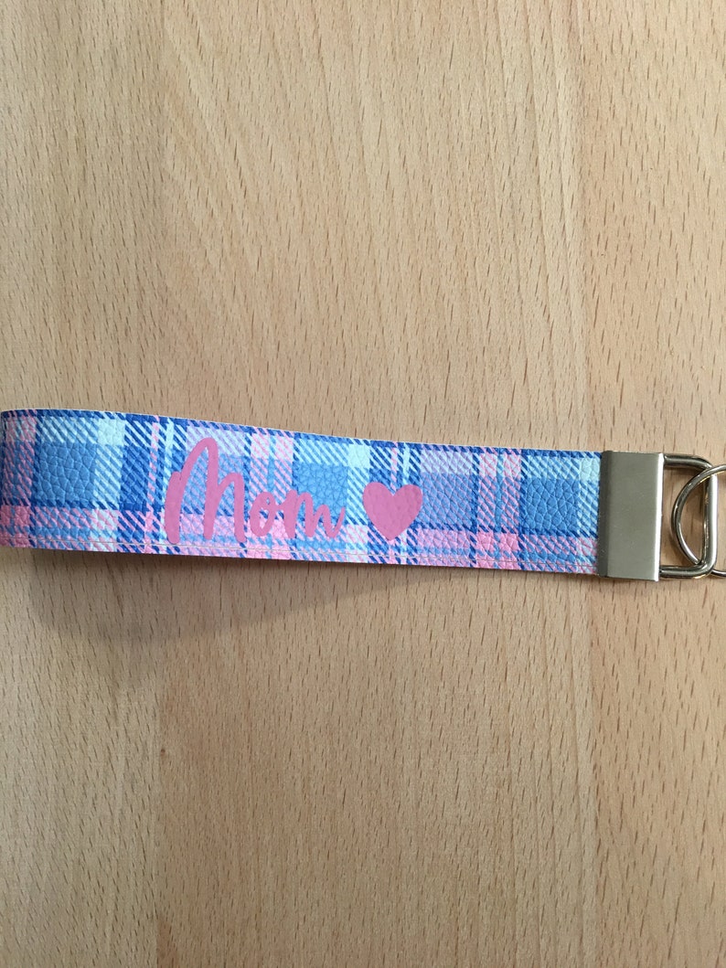 Faux leather Mom wristlet keychain-perfect for Mother\u2019s Day!