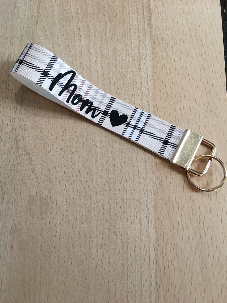 Faux leather Mom wristlet keychain-perfect for Mother\u2019s Day!