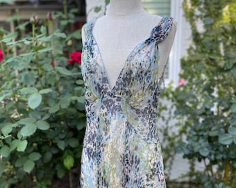 Vintage Inspired Silk Floral Slip Dress/L/Sheer/Maxi Night Gown/FeminineChic,LSF,FP,Glamour,Princesscore,SoftGirl,Romantic,Classic,50sStyle