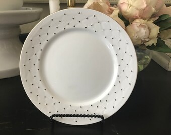 S4 Gourmet Expressions Golden Poke-a-dot Stoneware/Salad,Dessert,Bread plates/white &gold/ LSF,Valentines,Spring,TeaParty,ShabbyChic,Cottage