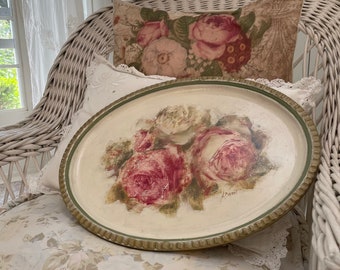 Faded Rose,Painted Tray Andrea Dern/Decorative,Perfume,Breakfast,Serving,Victorian,Cottage,Chateau,ShabbyChic,Farmhouse,Romatic,SoftGirl,LSF