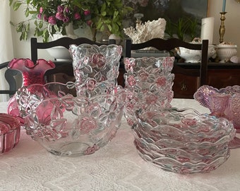 Vintage Mikasa Crystal Walther GlassServing 10pc Set/Bella Rosa/Romantic,Cottage,Chic,ShabbyChic,SouthernLiving,Feminine,Academia,LSF