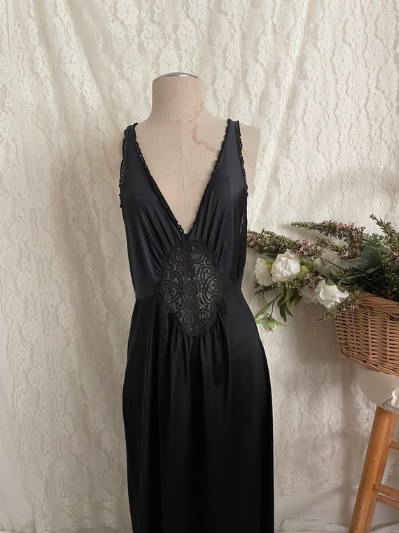 Vtg Vassarette black Night Gown/M/Maxi/Slip/Sheer… - image 2