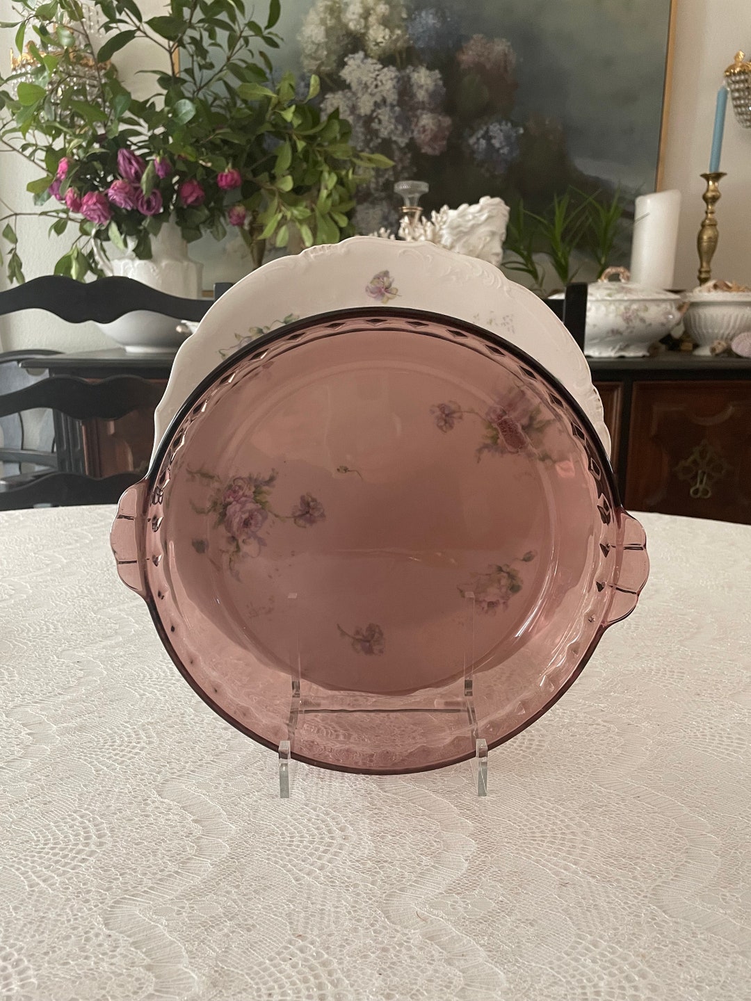 Vintage Plum Pyrex Pie Pan 10 /cranberry Glass Pie Plate/ 1977 Pyrex