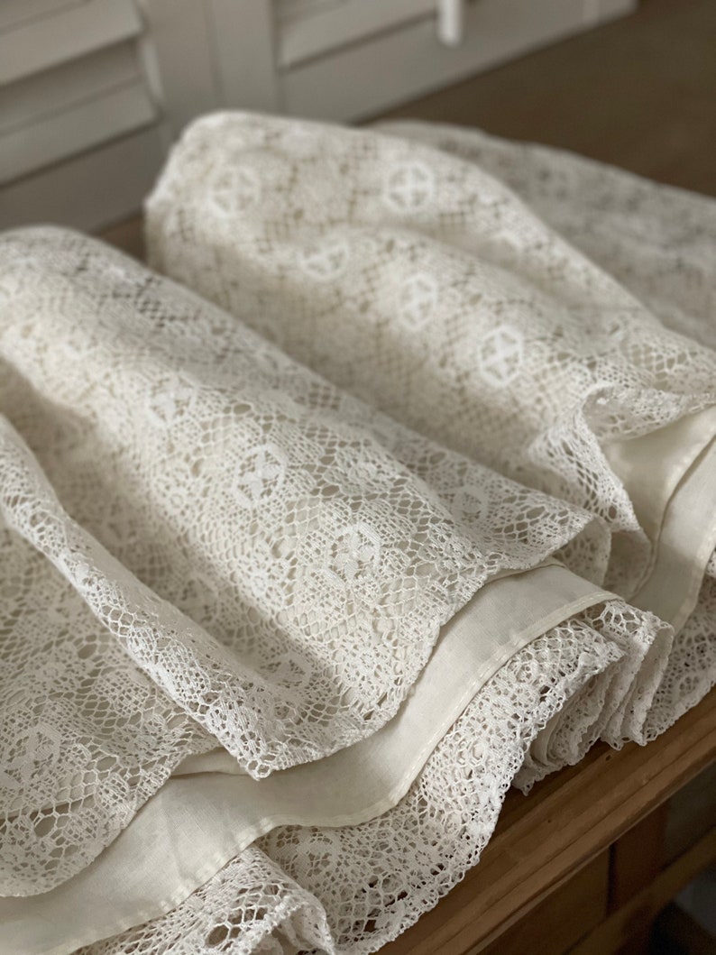 Vintage Croscill Ivory Lace Ruffle Standard Pillow Shams W Etsy