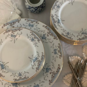 Vtg Imperial Fine China Seville 5303/24pc/Japan/Wedding,Bridal,BabyDinnerware,Blue Rose/shabbychic,Victorian,LSF,Elegant,FrenchCountryCottag