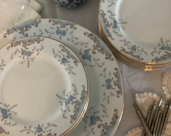 Vtg Imperial Fine China Seville 5303/24pc/Japan/Wedding,Bridal,BabyDinnerware,Blue Rose/shabbychic,Victorian,LSF,Elegant,FrenchCountryCottag