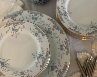 Vintage Imperial China/24pc/ Japan, Blue China, Seville, Fine China, Wedding Dinnerware, Blue Rose/shabby chic / Victorian dinnerware