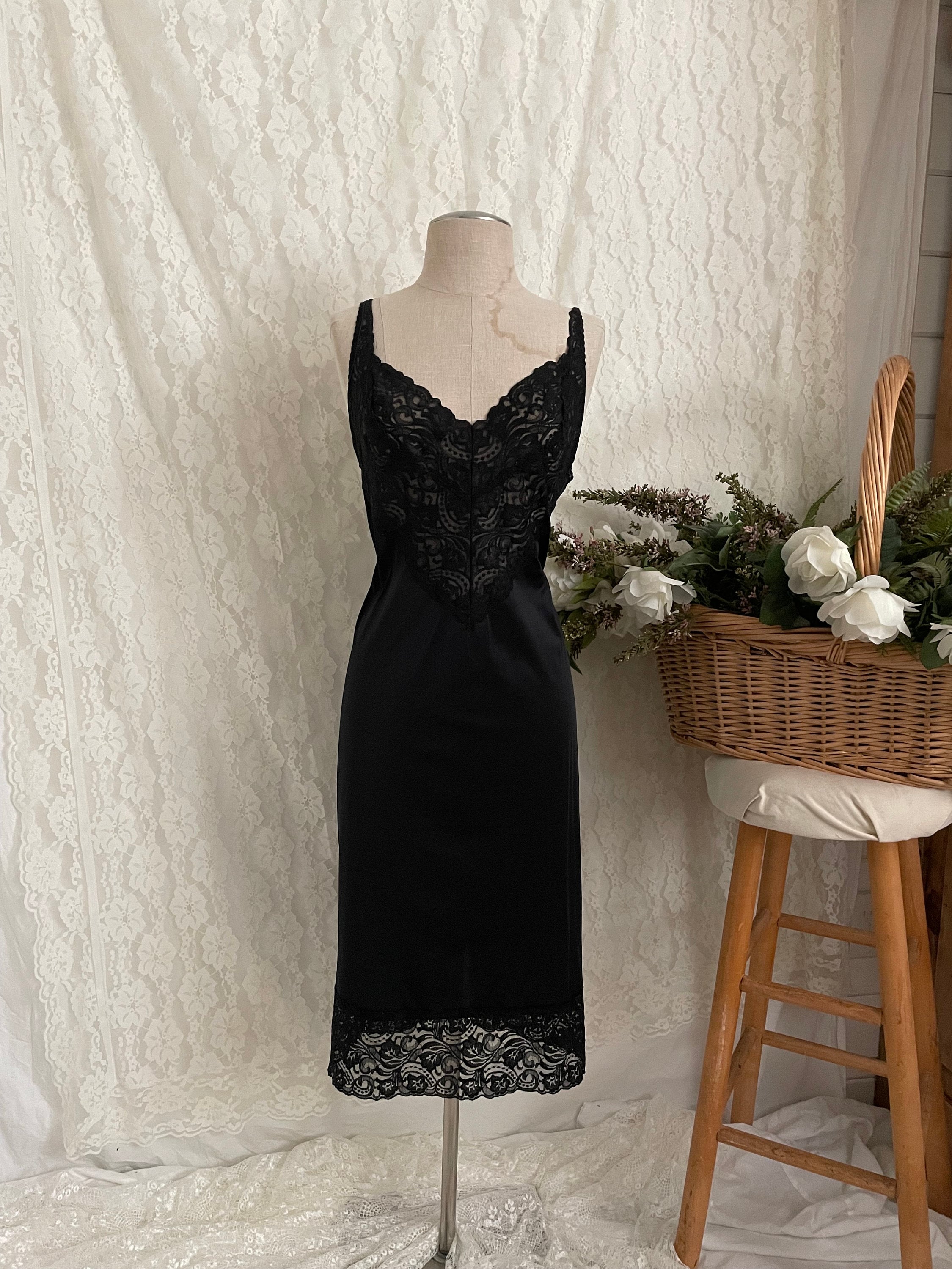 Black Lace Slip Etsy