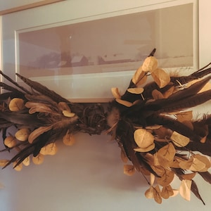 Native Pheasant Feather Arrangement/Grapevine Wreath/Wall DecorAutumn,Halloween,Thanksgiving Centerpiece,Cottagecore,Colonial,Western,Countr