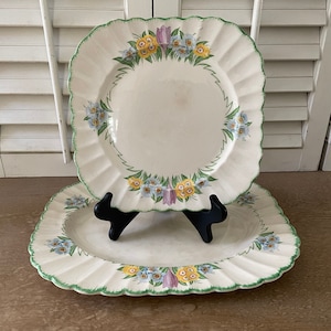 1920s Sebring Ivory Porcelain Serving Dishes/2pc Set/Pottery Co.USA/Spring,Cottagecore,Farmhouse,Easter,Spring,Colonial,Trad,SouthernLiving