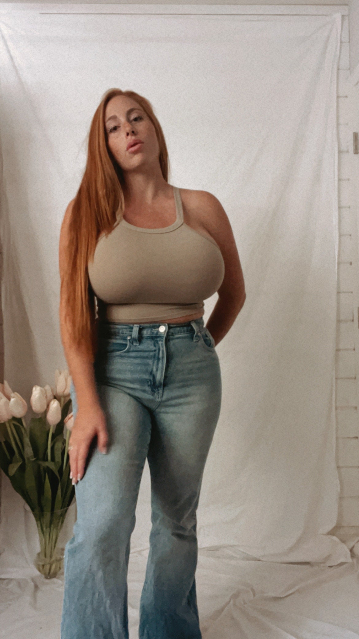 Aura Seamless High NeckRibbed Crop Tank Camisola/ Mujer S,M,L Tallas / Beige, Blanco/Correa delgada elástica/Busto más completo Tanque de espalda alta