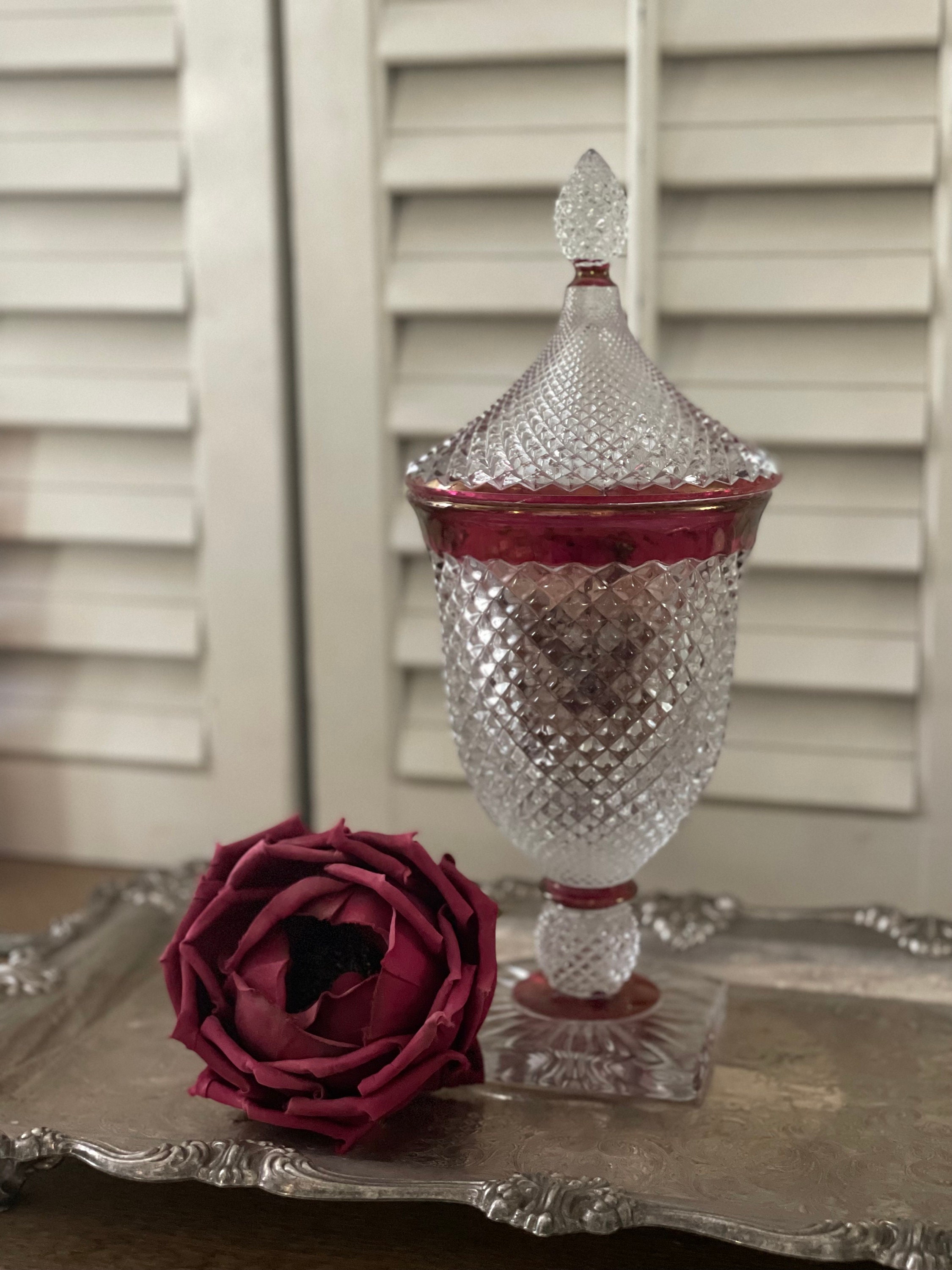 Roses Porcelain Eye Glass Holder with tray