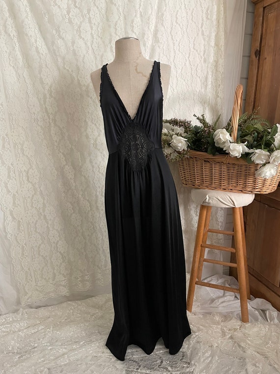 Vtg Vassarette black Night Gown/M/Maxi/Slip/Sheer… - image 3