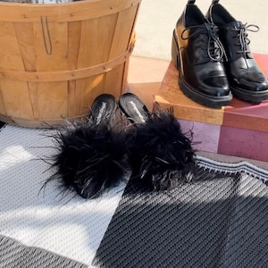 Black Feather Boudoir Heels/Jeffery Camble/Size 6/NBW/Wedding,Bachelorette,Bridal,PajamaParty,Luxury,Chic,Princesscore,Ballerinacore,SoftGir