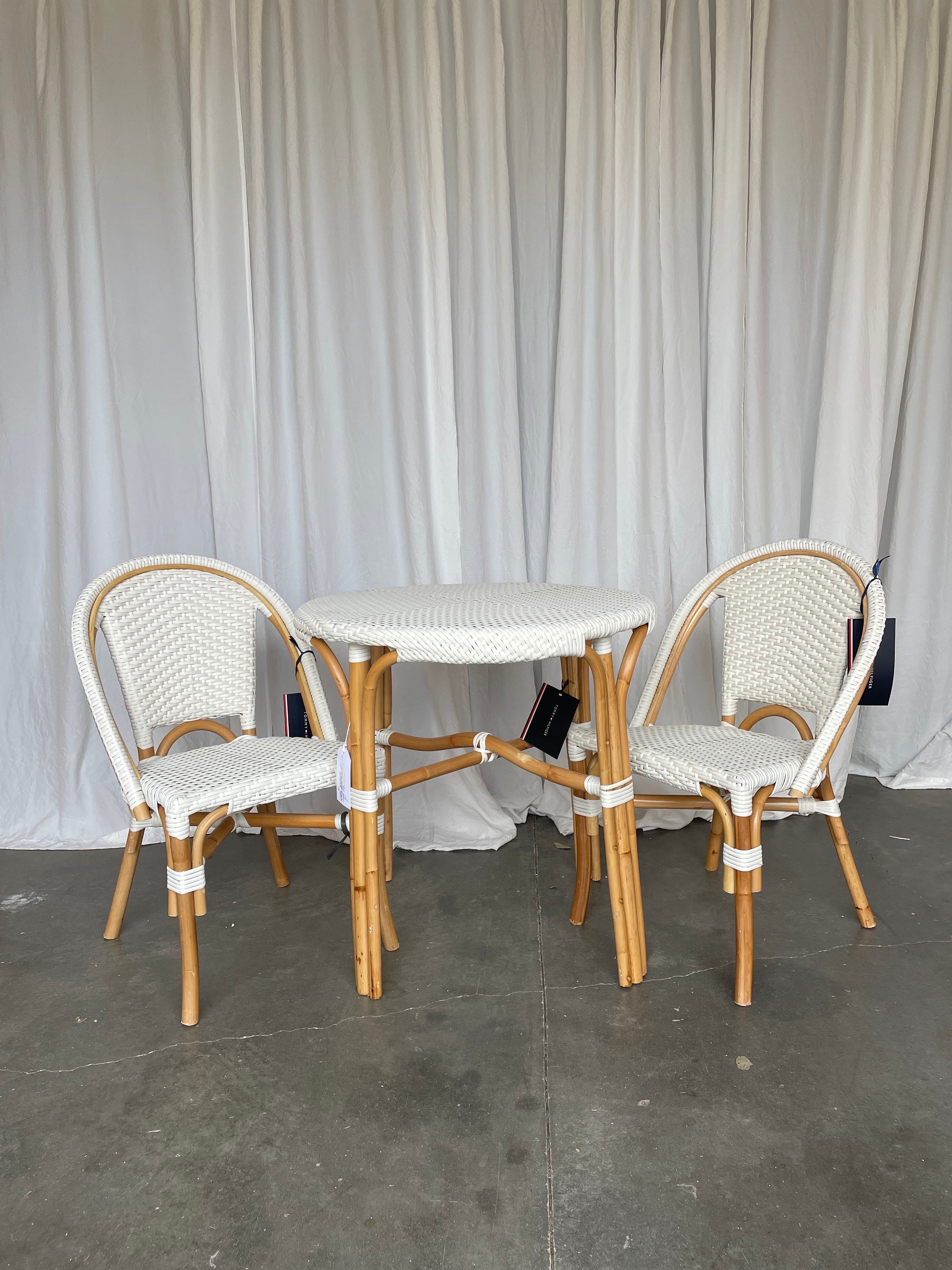 NWT Tommy Hilfigure White and Natural Wicker Kids Table 2 Chairs shabbychic feminine cottagecore farmhouse romantic frenchcountry boho Etsy