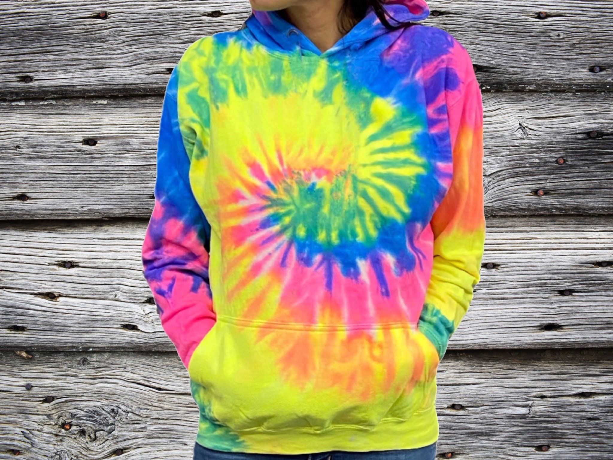 Women Tie Dye Hoodie Rainbow Multi Color Pullover Sweatshirt | Etsy