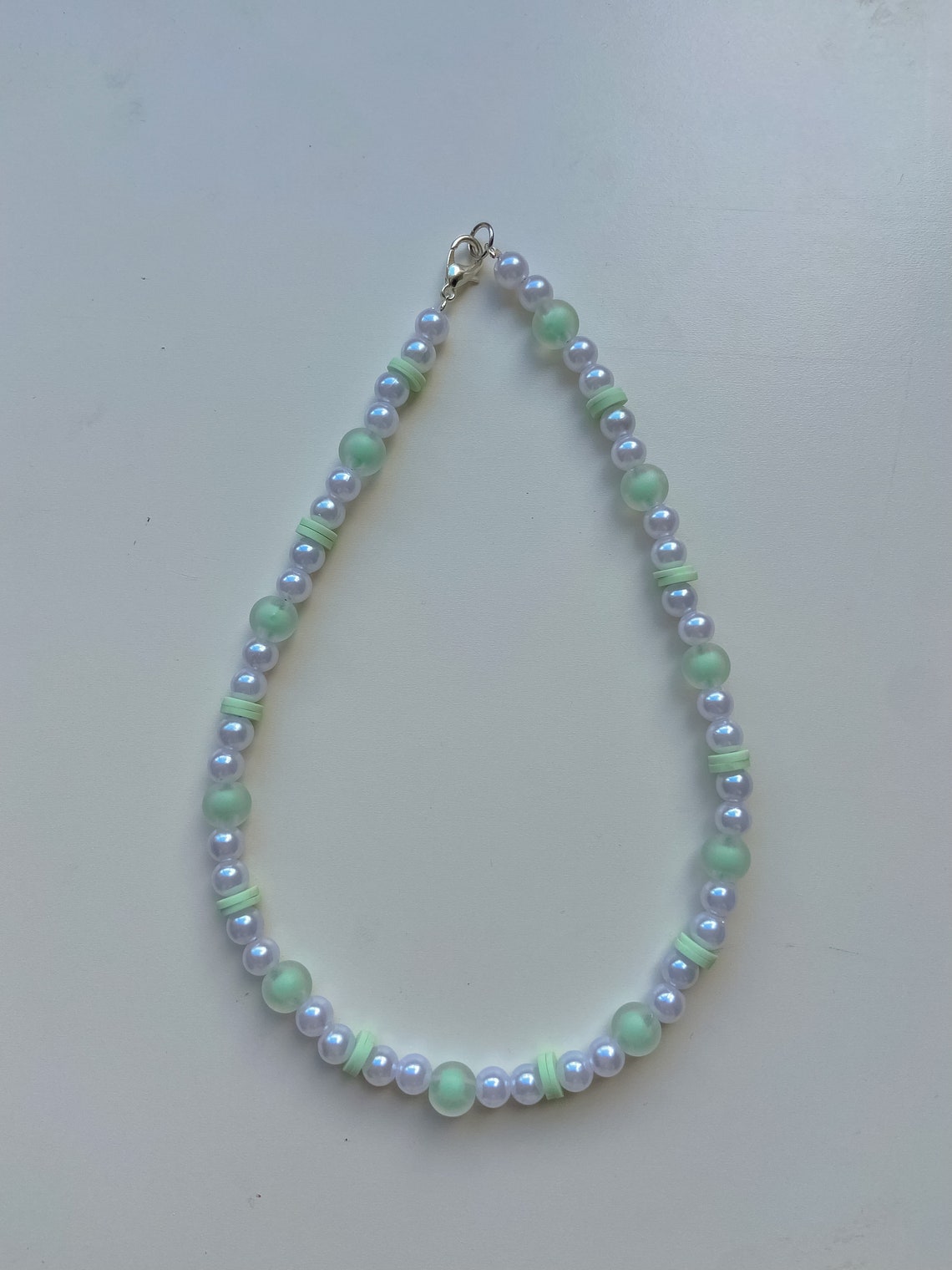 Green Beaded Necklace Funky beaded choker Pearl choker Etsy