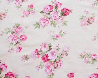 Pink Shabby Chic, Pink Roses cotton fabric, fabric by the yard, Fabric for home decor, Provence fabric, Floral quilting fabric