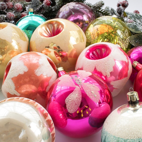 Vintage Christmas balls, Christmas balls, Indent ornament, Vintage Christmas, USSR Glass Ornaments