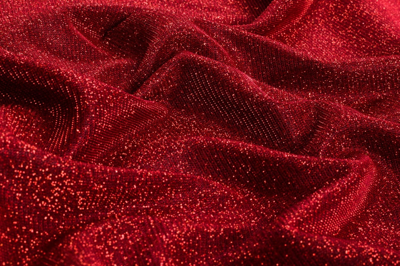 Dazzling Bright Red 5mm Disc Sequin Metallic Fabric - OneYard