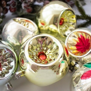 Vintage Christmas balls, Christmas balls, Indent ornament, Vintage Christmas, USSR Glass Ornaments