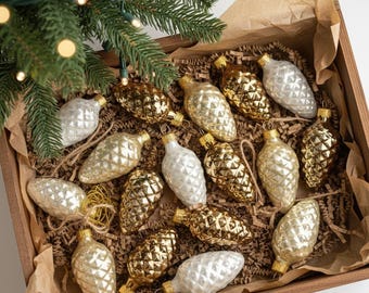 マーサ・スチュワート シルバー マーキュリーガラス 松ぼっくり