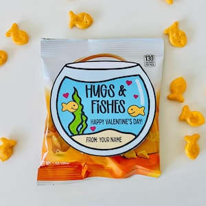 Classroom Goldfish Valentine Gift Tags | Hugs and Fishes | Printable Valentines | Editable | Digital Download