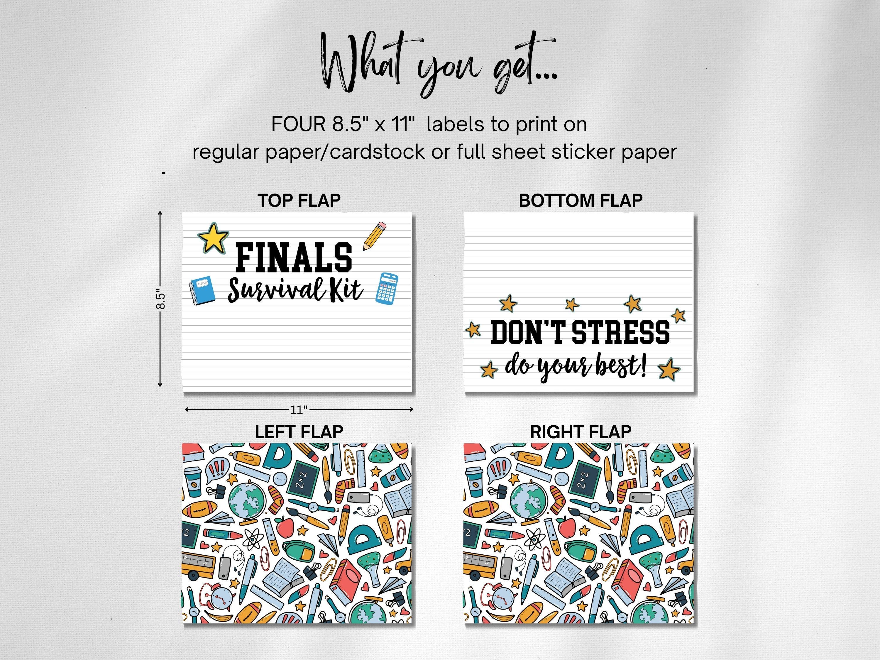 Finals Survival Kit Care Package Labels | Printable Stickers for ...