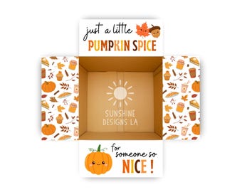 Etykiety na paczki z prezentami dla studentów Pumpkin Spice | Naklejki na jesienne pudełka do druku | Prezent dla niej