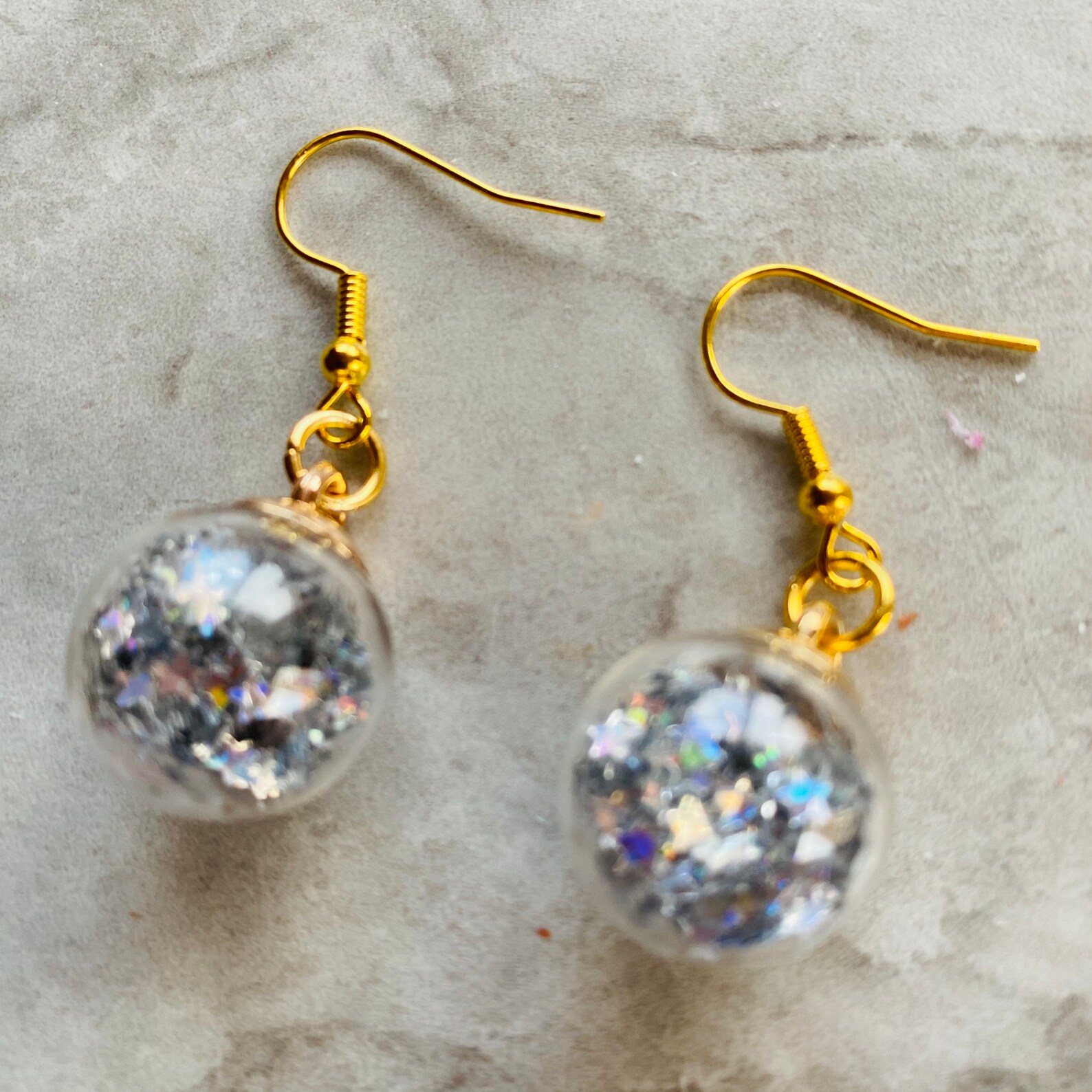 Glitter Ball Earrings Confetti Earrings Etsy