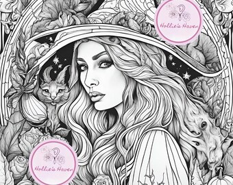 Witchy Colouring Book: 10 Page Digital Download