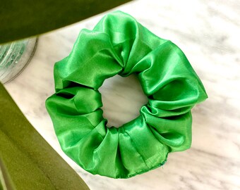Bright GREEN SATIN SCRUNCHIE - 2 size options (Free Uk Delivery when purchasing 3+ items)