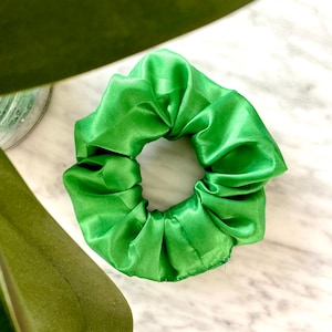 Bright GREEN SATIN SCRUNCHIE - 2 size options (Free Uk Delivery when purchasing 3+ items)