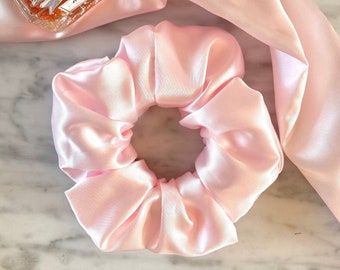 Pastel Baby PINK SATIN Scrunchie - 2 sizes (Free Uk Delivery when purchasing 3+ items)