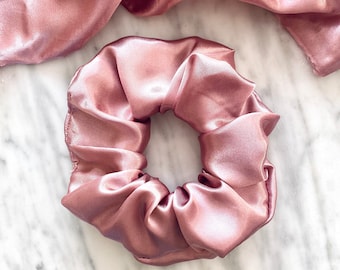MAUVE purple SATIN SCRUNCHIE - 2 size options (Free Uk Delivery when purchasing 3+ items)