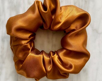 BROWN Copper SATIN SCRUNCHIE - 2 sizes (Free Uk Delivery when purchasing 3+ items)
