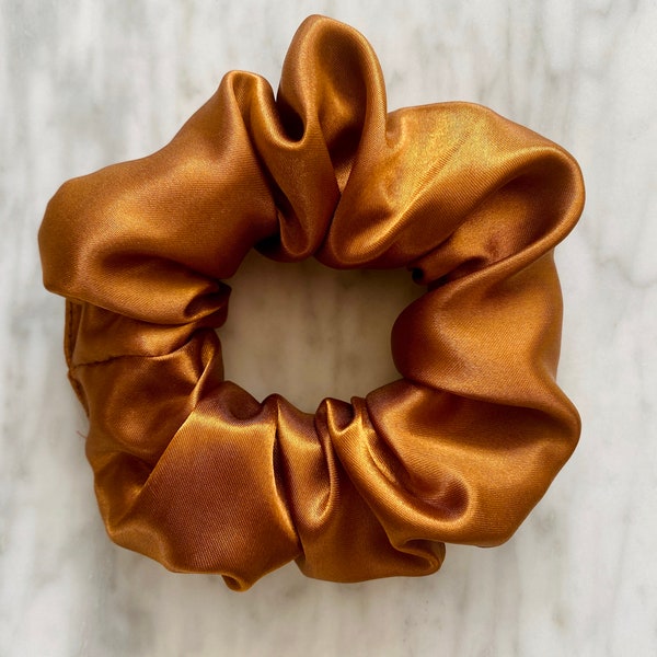 BROWN Copper SATIN SCRUNCHIE - 2 sizes (Free Uk Delivery when purchasing 3+ items)