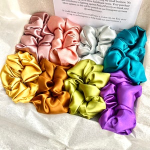 OLIVE green SATIN SCRUNCHIE 2 sizes Free Uk Delivery when purchasing 3 items image 9