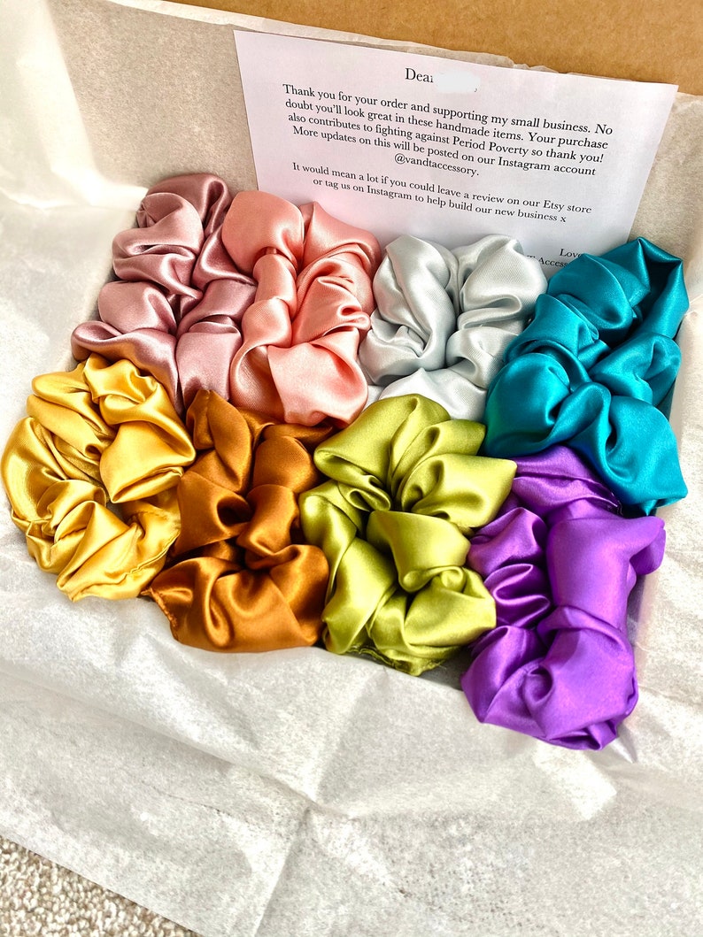 OLIVE green SATIN SCRUNCHIE 2 sizes Free Uk Delivery when purchasing 3 items image 9