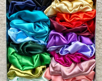 BULK WHOLESALE SATIN Scrunchies - 2 size options. Custom Order 10, 20 & 30 pack