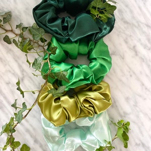 OLIVE green SATIN SCRUNCHIE 2 sizes Free Uk Delivery when purchasing 3 items image 4