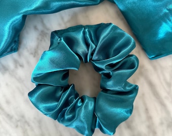 TURQUOISE Blue SATIN SCRUNCHIE (Free Uk Delivery when purchasing 3+ items)