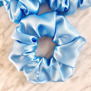 Sky BLUE SATIN SCRUNCHIE / Baby Blue - 2 size options (Free Uk Delivery when purchasing 3+ items)