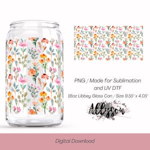 Watercolor Floral Cup Wrap - 16oz Libbey Glass Cup