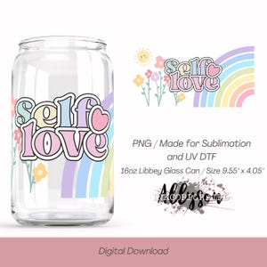 Pastel Self Love Cup Wrap - 16oz Libbey Glass Cup