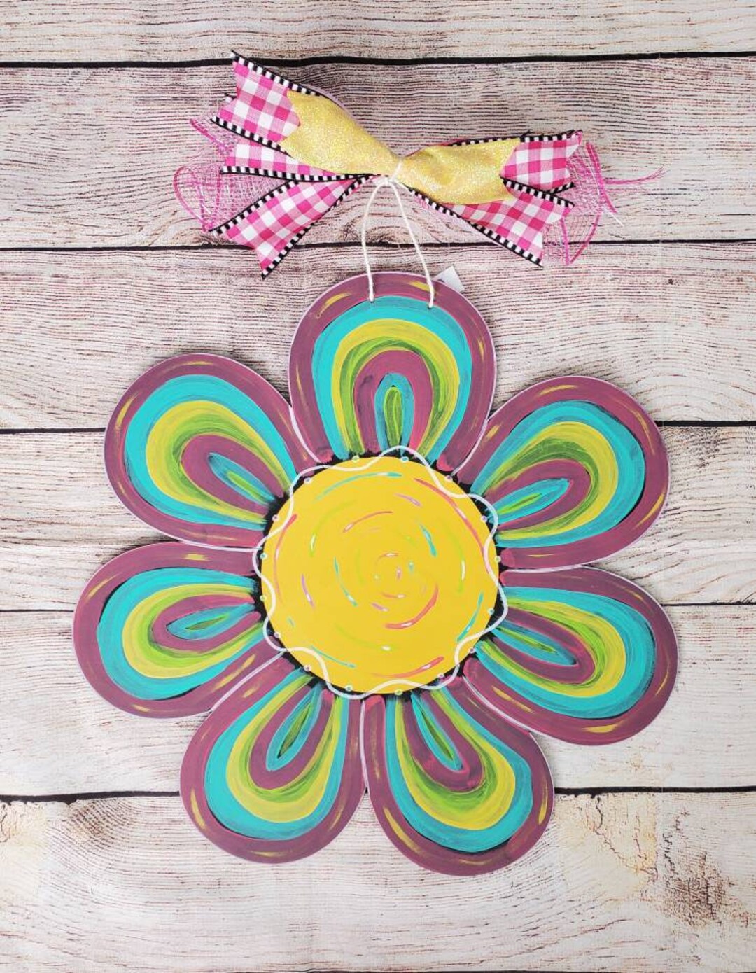 Spring Flower Door Sign, Daisy Door Hanger, Summer Door Hanger, Flower